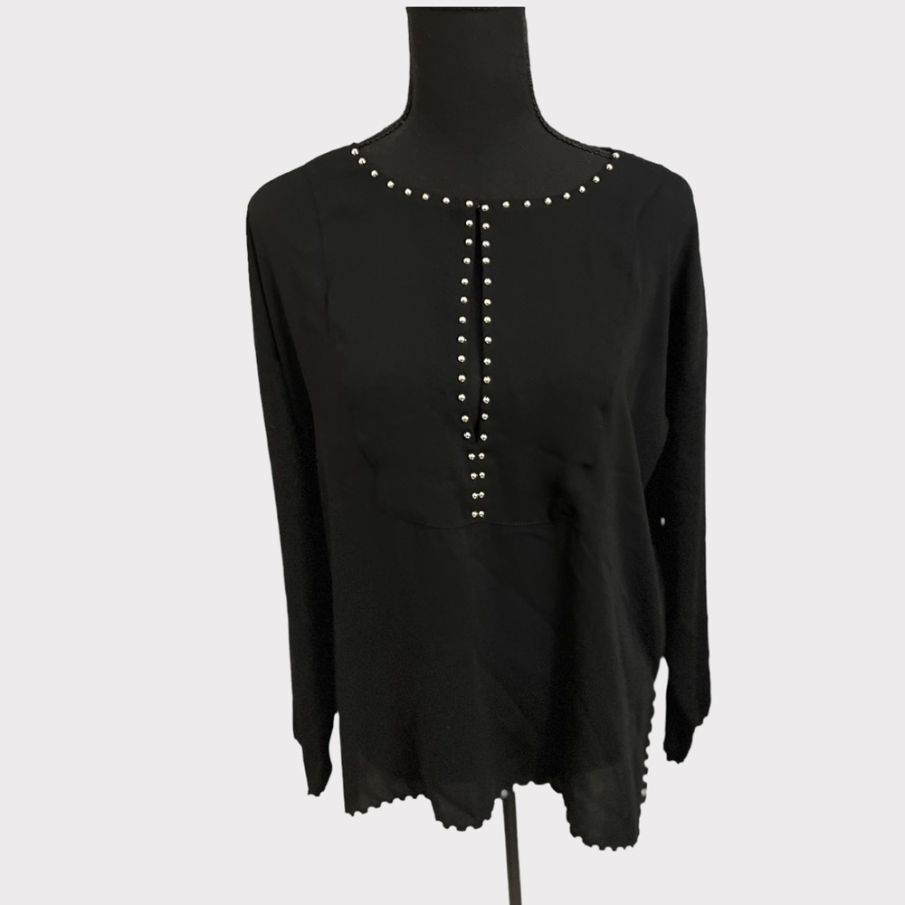 Zara Black and Silver Studded Tunic Blouse Womens Small